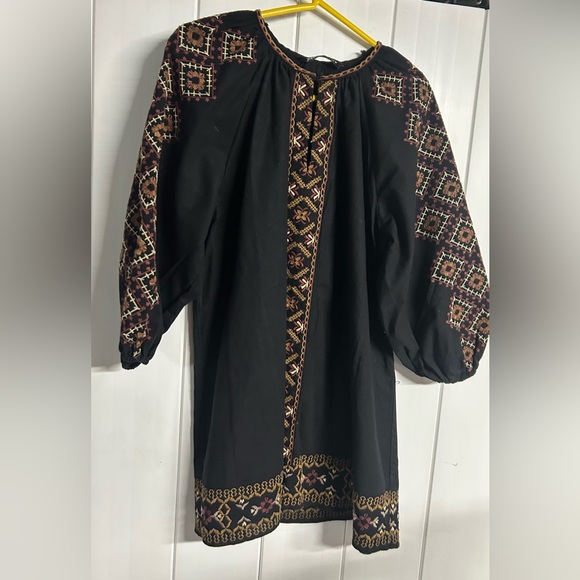 Zara Dresses & Skirts - Zara Black Dress with Gold Embroidery